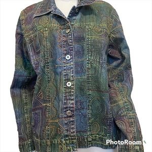 Vintage 90s denim embroidered jacket L